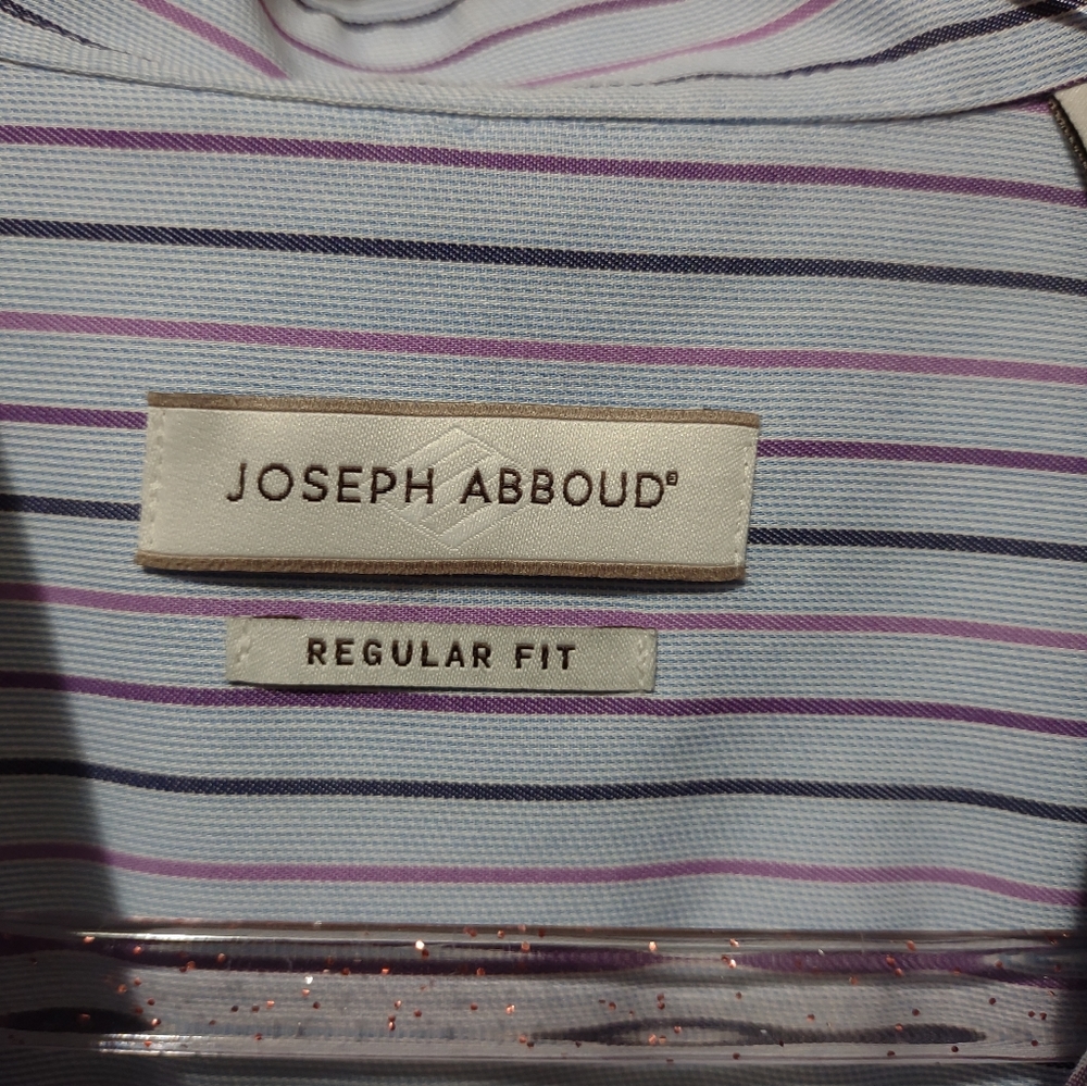 Joseph Abboud men's dress shirt size 17 1/2 neck 34-35 sleeve blue with stripes - Picture 3 of 4